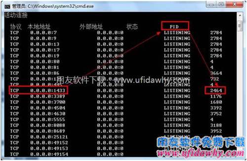 找到對應端口的PID標識符圖示