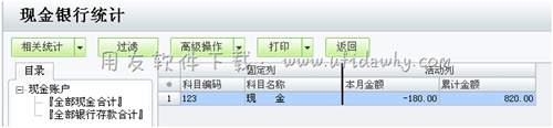 查看現(xiàn)金銀行統(tǒng)計表余額圖示