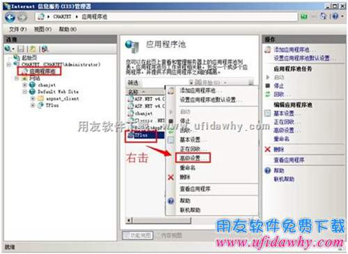 進(jìn)行T+應(yīng)用程序池的高級(jí)設(shè)置圖示