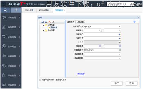 暢捷通T+12.1標(biāo)準(zhǔn)版信用查詢操作界面圖示2