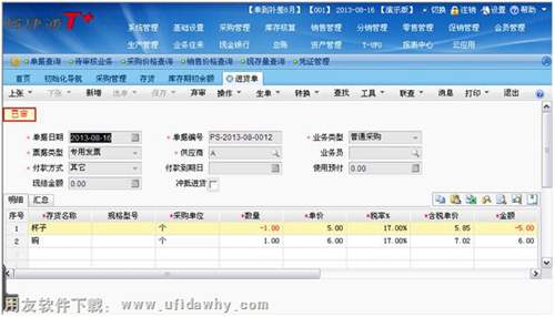 換貨業(yè)務(wù)操作圖示，一正一負(fù)混錄