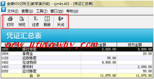 金蝶KIS記賬王怎樣打印憑證匯總表